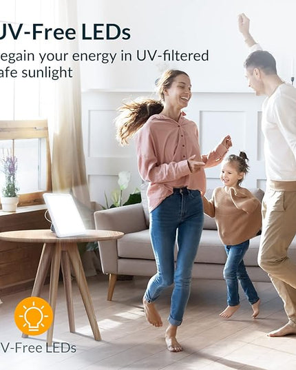 Light Therapy Lamp, Sun Lamp with 10000 Lux LED UV-Free, Seasonal Light for Happy Mood with 9 Adjustable Brightness & Timer, Wall Mountable, Flexible Lighting Angle for Home Office Traveling - LeafyLoom