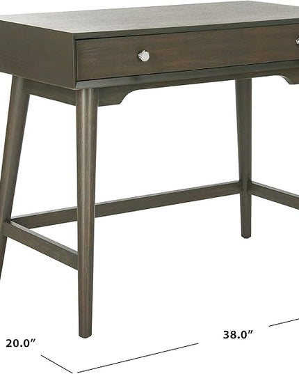 Safavieh Home Office Isadora Mid-Century Modern Ash Grey 1-drawer Desk - LeafyLoom