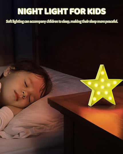 Yellow Star Birthday Party Decorations, Battery Powered Star Night Light for Kids, Kids Room Decor for Bedrooms, Baby Night Light, Toddler Room Decor, Kids Room Decor, Wall Decor for Bedroom - LeafyLoom