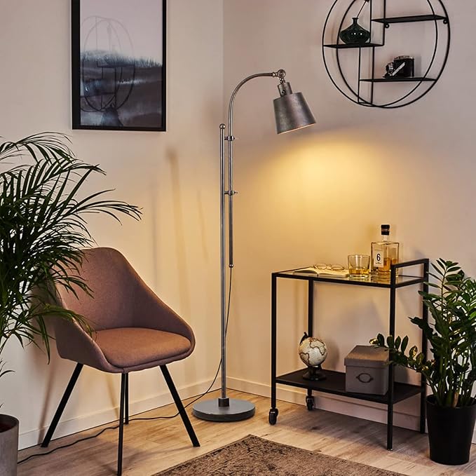 Floor Lamp, Industrial Floor Lamps for Living Rooms & Bedrooms - Rustic Farmhouse Reading Lamp Standing, Adjustable Metal Heads Indoor Task Lighting for Living Room Office Home Décor (Black01-3S) - LeafyLoom