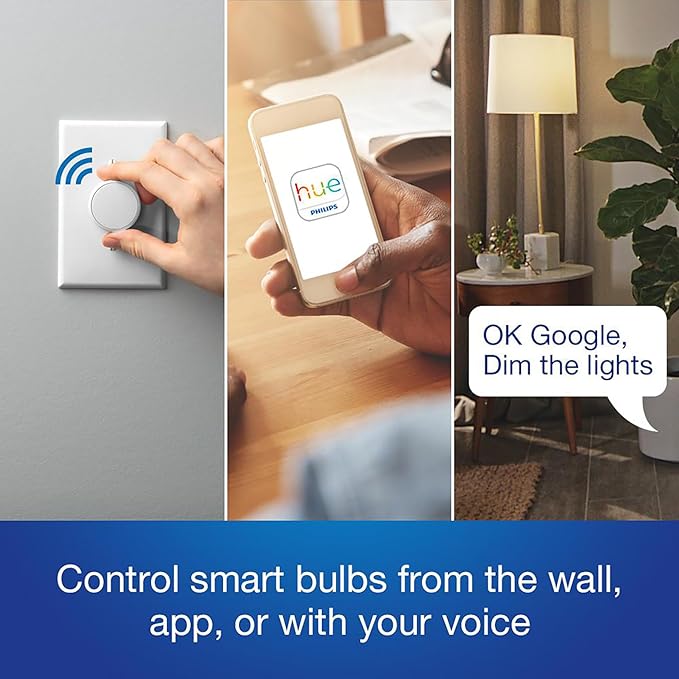 Lutron Aurora Smart Bulb Dimmer Switch (2 Pack) | for Philips Hue Smart Bulbs | Z3-1BRL-WH-L0-2 | White Lutron