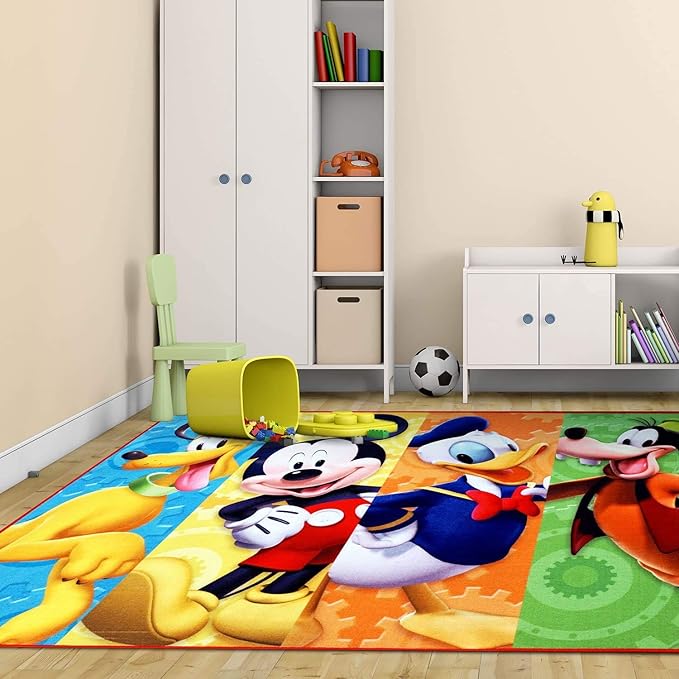 Gertmenian Disney Mickey Mouse Club House Friends Area Rug for Children & Teens Kids Home Decor for Girls & Boys 4x6 Large, Multi, 31117 - LeafyLoom