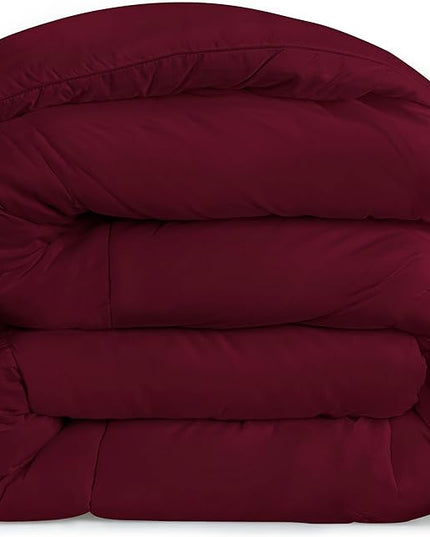 Utopia Bedding All Season 250 GSM Comforter - Plush Siliconized Fiberfill Comforters - Box Stitched (Burgundy, Queen) - LeafyLoom