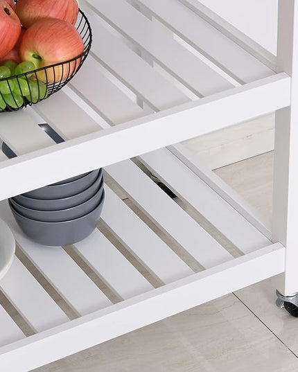 HOMCOM Kitchen Island Rolling Utility Trolley Cart with 2 Drawers Stainless Steel Top - White - LeafyLoom