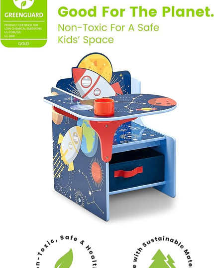 Delta Children Space Adventures Chair Desk with Storage Bin - Ideal for Arts & Crafts, Snack Time, Homeschooling, Homework & More - Greenguard Gold Certified, Blue - LeafyLoom