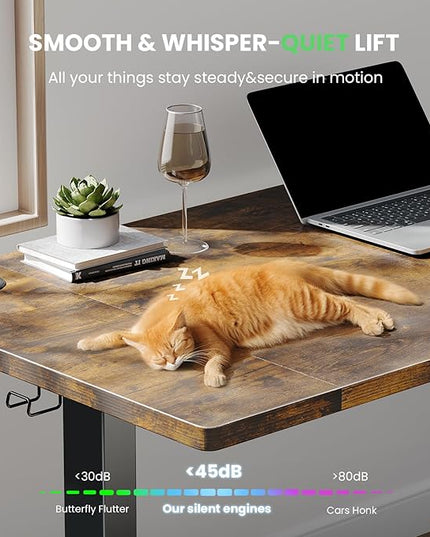 Electric Standing Desk Adjustable - 55 x 24 Inch Sit Stand up Desk with Cable Management - 3 Memory Preset Adjustable Height Desk Computer Home Office Desk - LeafyLoom