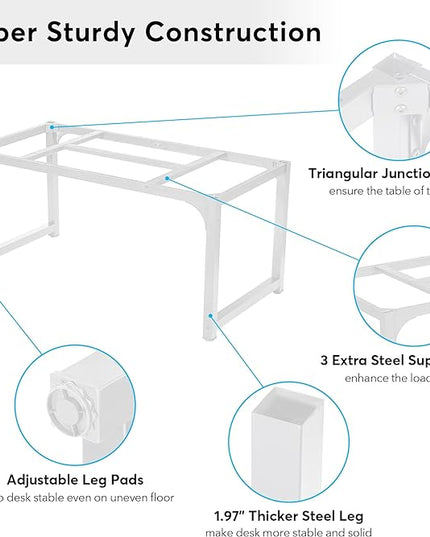 Tribesigns Modern Computer Desk, 63 x 31.5 inch Large Executive Office Desk Computer Table Study Writing Desk Workstation for Home Office, Spliced Desktop, White - LeafyLoom