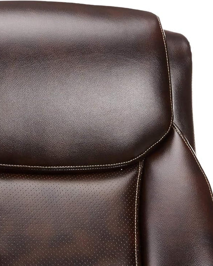 Amazon Basics Big & Tall Executive Computer Desk Chair With Lumbar Support, Adjustable Height and Tilt, 350Lb Capacity, Black With Pewter Finish, 28.5" D x 30.25" W x 47.9" H - LeafyLoom