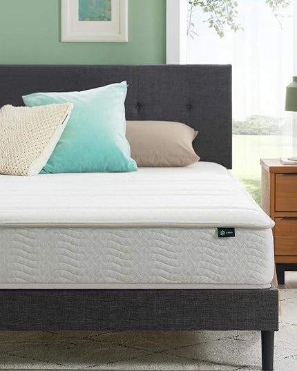 ZINUS 8 Inch Foam and Spring Hybrid Mattress [New Version], Queen, Fiberglass free, Medium Firmness, Durable Support, Certified Safe Foams & Fabric, Mattress in A Box - LeafyLoom