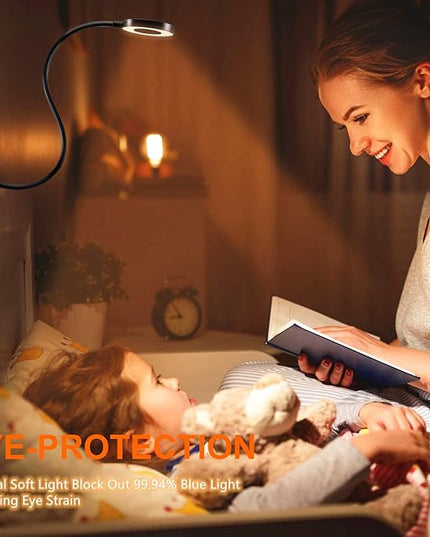 Clip on Light Reading Lights, 48 LED USB Desk Lamp with 3 Color Modes 10 Brightness, Eye Protection Book Clamp Light, 360 ° Flexible Gooseneck Clamp Lamp for Desk Headboard Video Conferencing - LeafyLoom