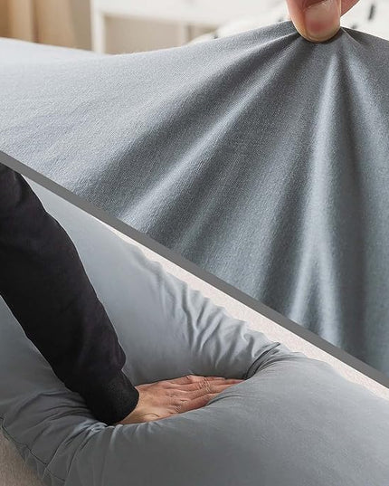 WhatsBedding Memory Foam Body Pillow with Breathable Zippered Cotton Cover, Full Body Pillow for Adults, Long Pillow for Sleeping, Firm Body Pillow Fluffy Supportive - Grey - LeafyLoom