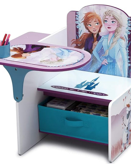 Delta Children Chair Desk with Storage Bin, Disney Frozen II Cup Holders|Arm Rest, Engineered Wood - LeafyLoom