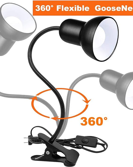 Desk lamp, 360°Rotation Clip on Lamp, Clip On Reading Light, Gooseneck Lamp-On Cable, Portable Clip on Light/Reading Book Light/Clamp Light, Eye-Caring Study clamp for Bedroom Office Home Lighting - LeafyLoom