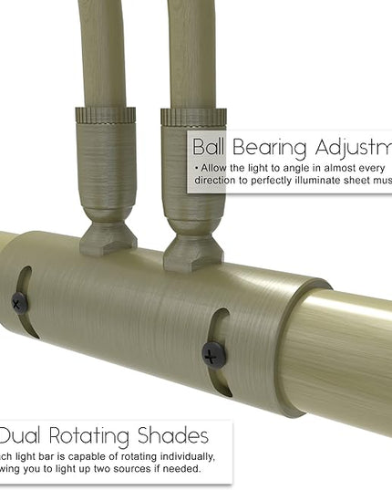 Cocoweb 22" Grand Piano Lamp, LED, Adjustable, Quality Lighting in Antique Brass, with Plug-in Adapter - GPLED22ABD - LeafyLoom