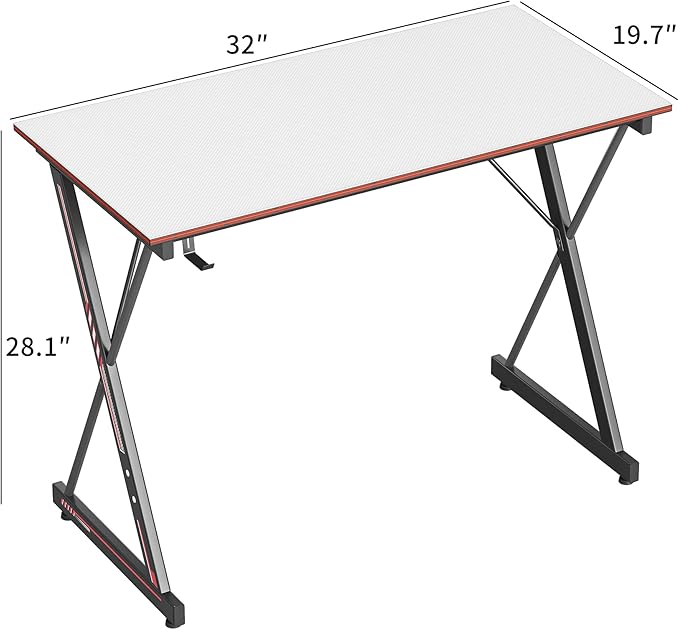CubiCubi Gaming Desk 32 Inch PC Computer Desk, Home Office Desk Table Gamer Workstation, Simple Game Table, White - LeafyLoom