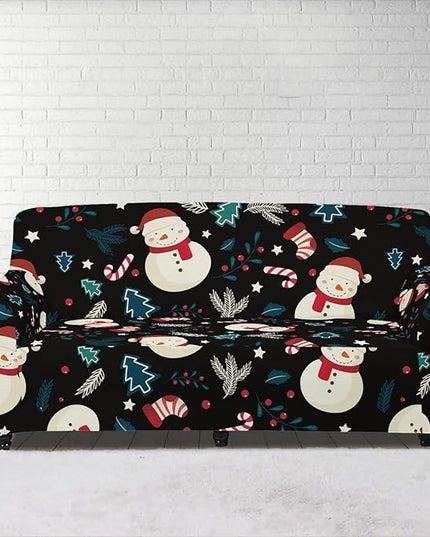FKELYI Christmas Decor Sofa Couch Cover Cute Snowman Furniture Protector Easy Going Stretch Sofa Slipcover for Indoor Washable Sofa Slipcovers L FKELYI