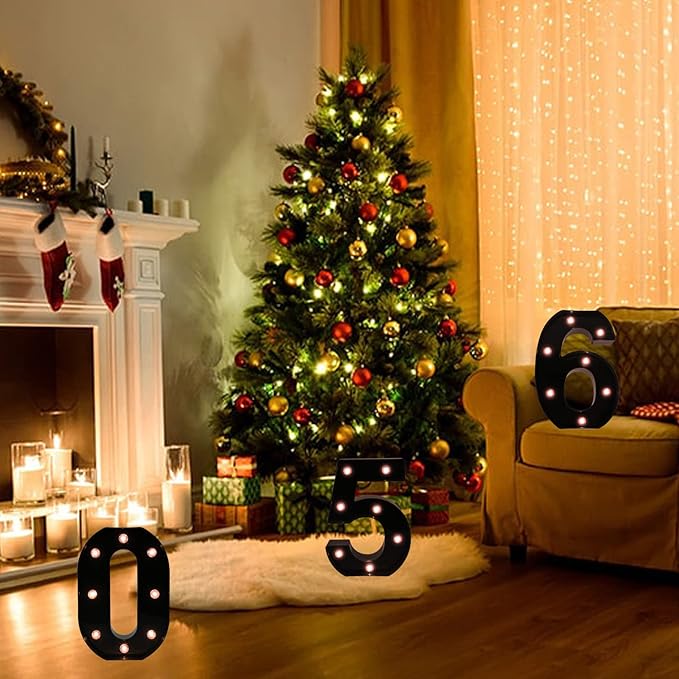 Light Up Black Alphabet Marquee Number Sign LED Marquee Number Lights Sign for Night Light Home Bar Christmas Lamp Birthday Party Wedding Decoration 2 - LeafyLoom