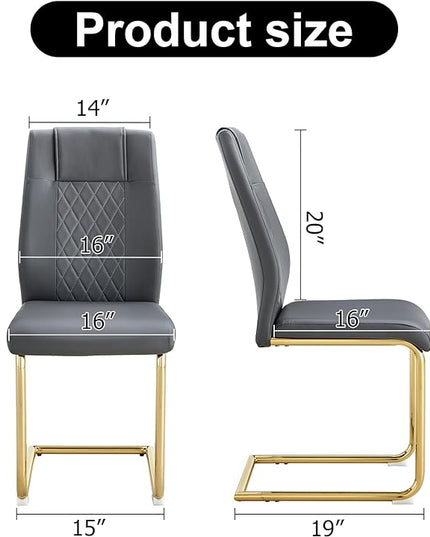 NicBex Dining Chairs Set of 4 Modern Faux Leather High Back Dining Room Kitchen Chairs with Golden Metal Legs,Side Chairs for Dining Room, Kitchen,Living Room, and Restaurants,Dark Gray - LeafyLoom