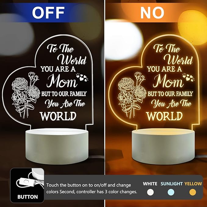 Lovely Mother-Best Mom Birthday Gifts from Daughter Son，Mom Night Light，Room Decoration Mom's - LeafyLoom