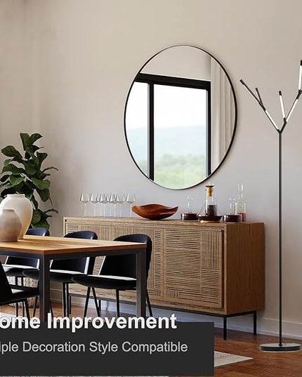 Modern LED Tree Floor Lamp, Black Sputnik Standing Lamp with 6 Chandelier 3000K Warm White Lights, Elegant Slim Tall Pole Lamp for Living Room Bedroom Office Hotel - LeafyLoom