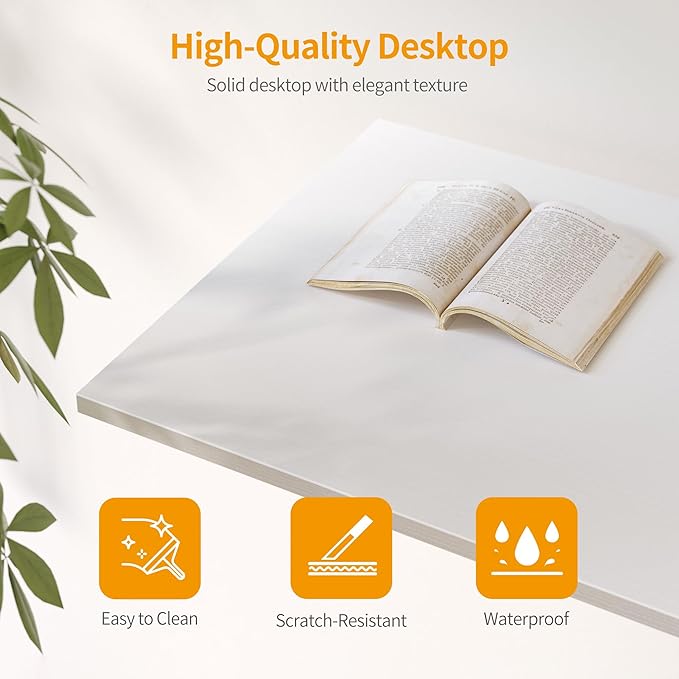 CubiCubi 47 Inch Computer Desk with 4 Drawers, Home Office Desk with Storage, Modern Study Writing Desk, White - LeafyLoom