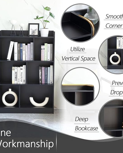 Book Shelf with Back Panel Stability 6 Cube Bookcase Multifunctional Cube Storage Organizer for Bedroom Living Room Office Closet School in Black with 31.49''W - LeafyLoom