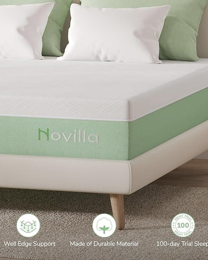 Novilla Twin XL Mattress,10 Inch Gel Memory Foam Mattress for Suppotive &Pressure Relieving, Medium Firm Feel Mattress in a Box,Bliss - LeafyLoom