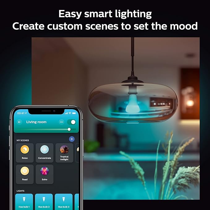 Philips Hue Smart 100W A21 LED Bulb - White and Color Ambiance Color-Changing Light - 4 Pack - 1600LM - E26 - Indoor - Control with Hue App - Works with Alexa, Google Assistant and Apple Homekit. PhilipsHue