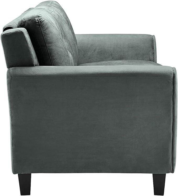 Lifestyle Solutions Harrington Loveseat, 57.9" W x 31.5" D x 32.7" H, Dark Grey - LeafyLoom