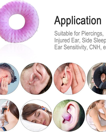 Piercing Pillow Ear Pillows Donut with Hole for Ear Pain CNH, Piercing, Pain Relief Sleeping, Pressure Sore, Side Sleepers, Headphones Minky Dot Lavender - LeafyLoom