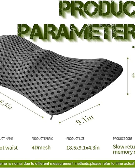 Lumbar Support Pillow - Memory Foam for Low Back Pain Relief, Ergonomic Streamline Car Seat, Office Chair, Recliner and Bed (Upgrade Gray) - LeafyLoom