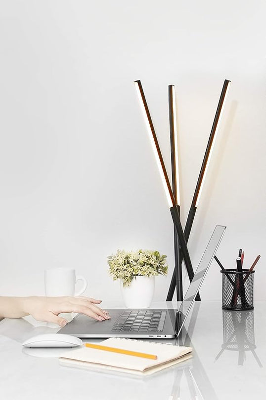 Brightech Stix Floor Lamp, Tall Tree Lamp for Offices, LED Tripod Lamp for Living Rooms, Great Living Room Décor, Dimmable Standing Lamp with 3 Lights for Bedroom Reading - Black - LeafyLoom