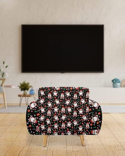 FKELYI Christmas Decorations Indoor Easy Going Stretch Sofa Slipcover Santa Claus Sofa Couch Cover Comfortable Furniture Protector S FKELYI