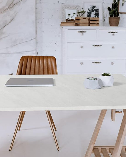 Kaboon Universal Tabletop 55"x23.62" Solid One-Piece Melamine Table Top, Double Desk L-Desk DIY, Home and Office Countertop,Sea Salt/White - LeafyLoom