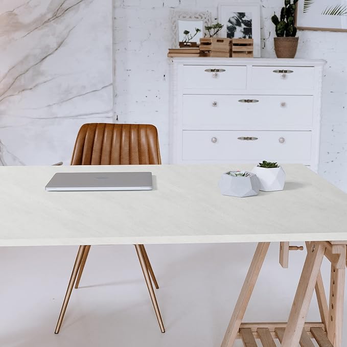 Kaboon Universal Tabletop 55"x23.62" Solid One-Piece Melamine Table Top, Double Desk L-Desk DIY, Home and Office Countertop,Sea Salt/White - LeafyLoom