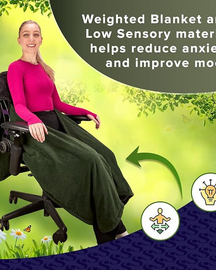 The Original Office Chair Blanket by SnuggleBack; Cozy Comfy Office Desk Chair Wrap Attaches for Convenient Heat and Hands-Free. Stay Warm In The Winter or Summer. Sherpa Fur Lining - LeafyLoom