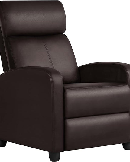 Yaheetech Recliner Chair Faux Leather Recliner Sofa Adjustable Modern Recliner Seat Club Chair Home Theater Seating Brown - LeafyLoom