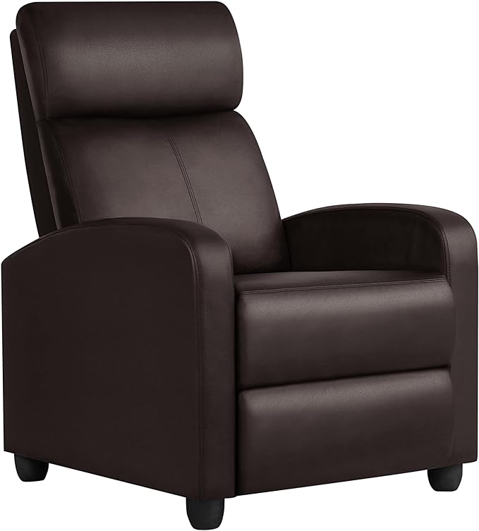 Yaheetech Recliner Chair Faux Leather Recliner Sofa Adjustable Modern Recliner Seat Club Chair Home Theater Seating Brown - LeafyLoom