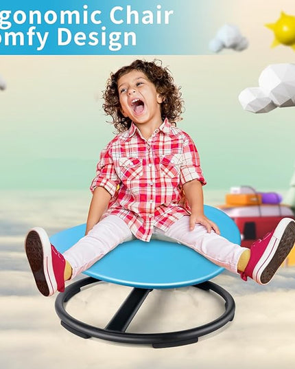 Kids Sensory Swivel Chair, Autism Sensory Chair, Spinning Chair for Autistic Kids, Small Space, Spin Seat, Metal Base, Non-Slip Design, Blue - LeafyLoom