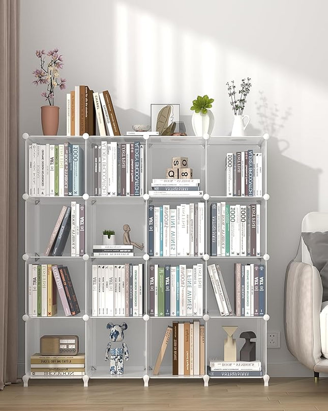 FUNLAX Cube Storage, 6 Storage Cubes Closet Organizers and Storage Portable Cube Storage Organizer Plastic Bookshelf Bookcase for Study Room, Bedroom, Office, White - LeafyLoom