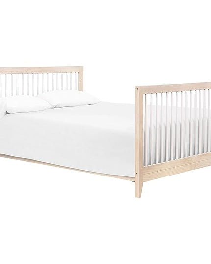 Babyletto Sprout 4-in-1 Convertible Crib with Toddler Bed Conversion Kit in Washed Natural and White, Greenguard Gold Certified - LeafyLoom