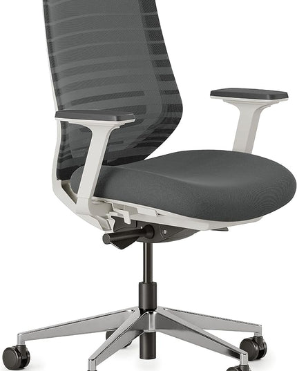 Branch Ergonomic Chair - A Versatile Desk Chair with Adjustable Lumbar Support, Breathable Mesh Backrest, and Smooth Wheels - Experience Optimal Comfort and Support - Graphite - White - LeafyLoom