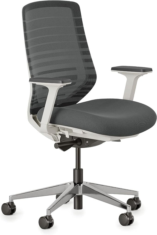 Branch Ergonomic Chair - A Versatile Desk Chair with Adjustable Lumbar Support, Breathable Mesh Backrest, and Smooth Wheels - Experience Optimal Comfort and Support - Graphite - White - LeafyLoom