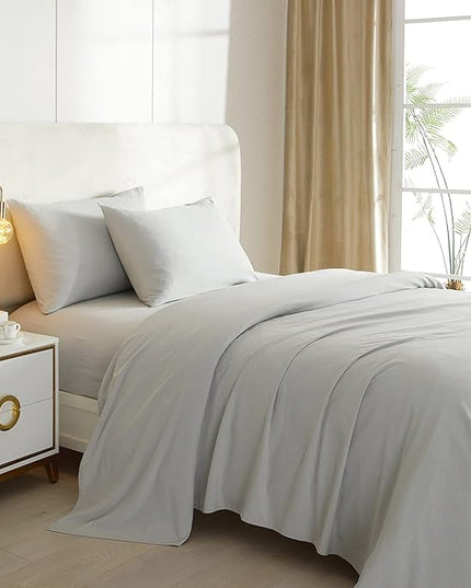 Luxury Soft King Size Sheet Set - Breathable & Cooling Sheets - Hotel Quality Bed Sheets King - Extra Soft - Deep Pockets 16 Inch - Easy Fit - 4 Piece Set - Wrinkle Free King Sheets,Light Grey - LeafyLoom
