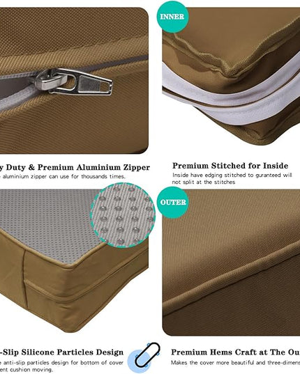 ClawsCover 14Pack Outdoor Patio Seat and Back Cushions Replacement Covers Fit for 7Pieces 6-Seater Wicker Rattan Sectional Couch Chair Furniture Set,Taupe-Include Cover Only (Small) - LeafyLoom