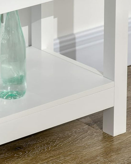 HOMCOM Coffee Bar Cabinet, Sideboard Buffet Cabinet, Kitchen Cabinet with Storage Drawers and Glass Door for Living Room, Entryway, White - LeafyLoom