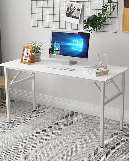 Folding Desk, 62 inch No Assembly Folding Desks for Small Spaces, Sturdy Foldable Computer Desk, Functional Home Office Desks, Study Writing Desk Office Table Workstation for Home Office Outdoor - LeafyLoom