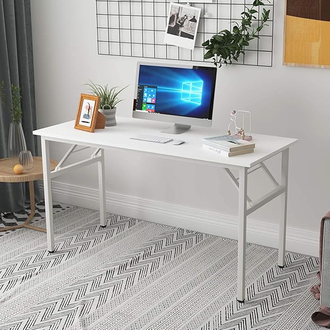 Folding Desk, 62 inch No Assembly Folding Desks for Small Spaces, Sturdy Foldable Computer Desk, Functional Home Office Desks, Study Writing Desk Office Table Workstation for Home Office Outdoor - LeafyLoom