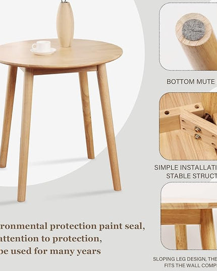 28.3" Small Round Dining Table for 2,Wooden Space-Saving Kitchen Dinner Table Rustic Wood Dining Table Mid Century Modern Kitchen Table - LeafyLoom