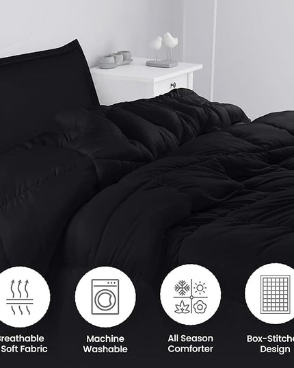 Utopia Bedding Twin Comforter Set Kids with 1 Pillow Sham, Bedding Comforter Sets, Down Alternative Black Comforter, Soft and Comfortable, Machine Washable - LeafyLoom